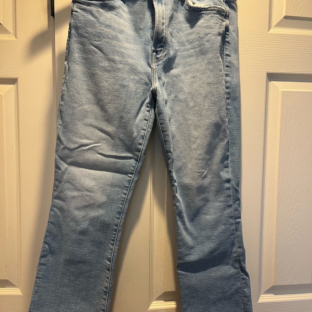 MOTHER Insider Crop Step Fray Jeans in Light Blue